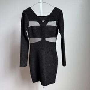 LNC BCBGeneration Keyhole Lace Sheer Lace Black Textured Sexy Mini Dress size 6